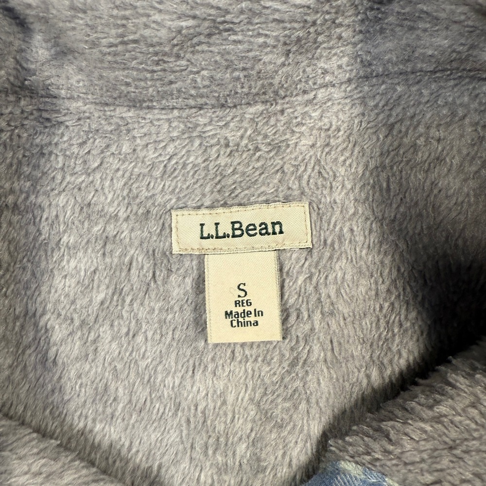 L.L.Bean Women's Flannel Shirt Jacket Fleece Lined Blue Plaid Small S Shacket - Picture 2 of 7